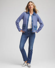 Chico's | Denim Colorblock Marl Shirt Jacket/ Blue Lotus
