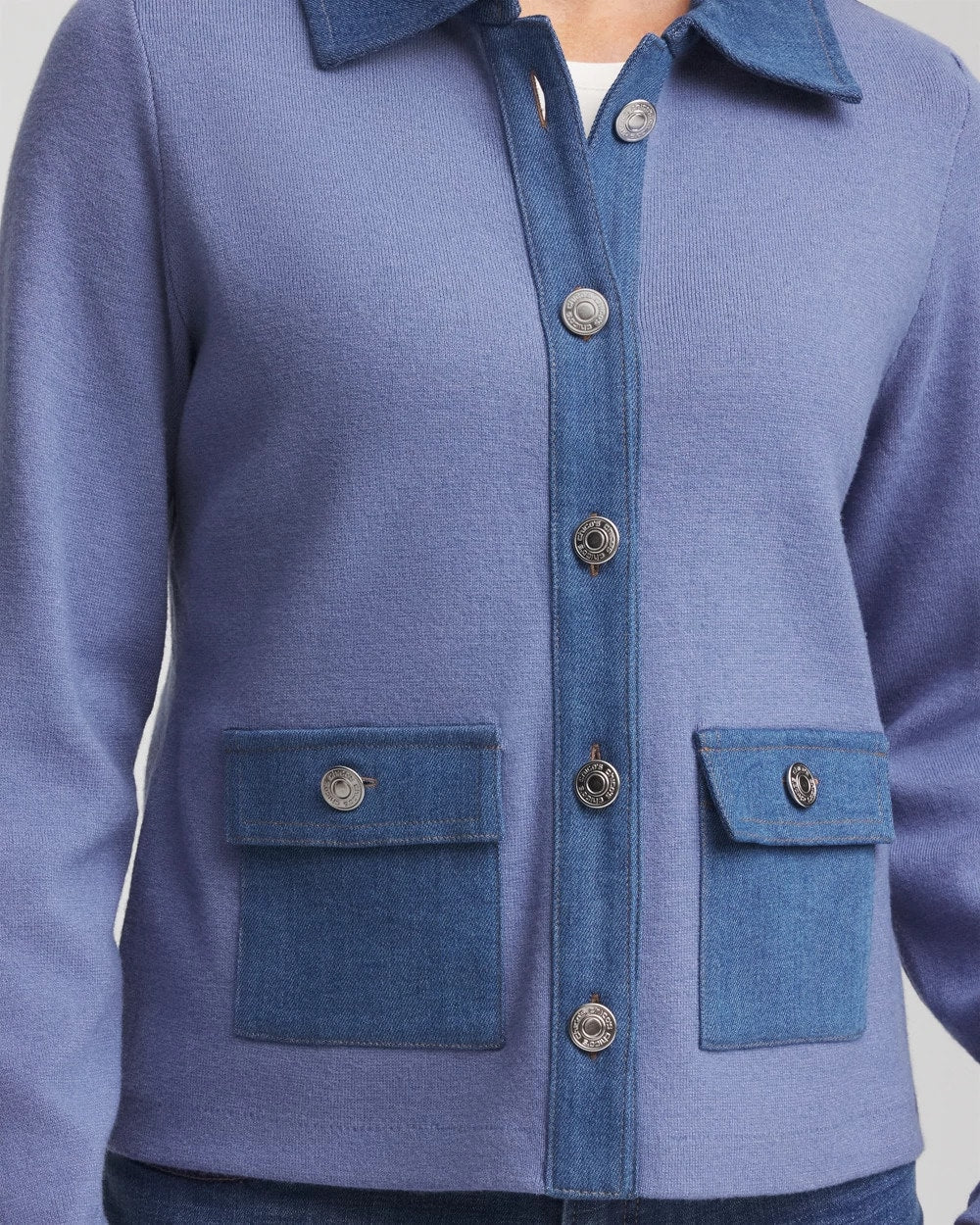 Chico's | Denim Colorblock Marl Shirt Jacket/ Blue Lotus