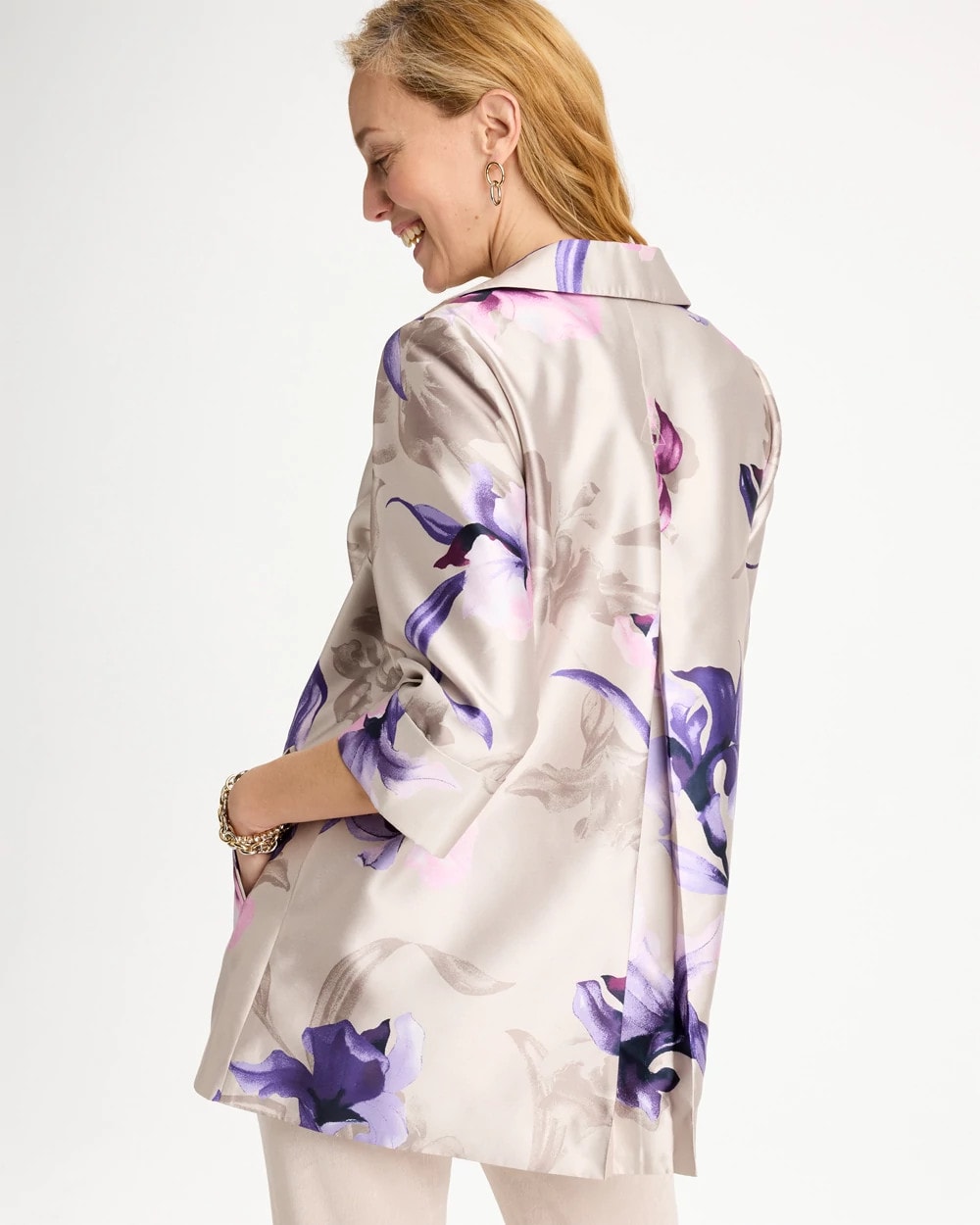 Chico's | Travelers™ Collection Iris Collared Long Jacket/ Rich Amethyst