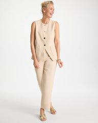 Chico's | Split Hem Crepe Vest/ Pale Sand