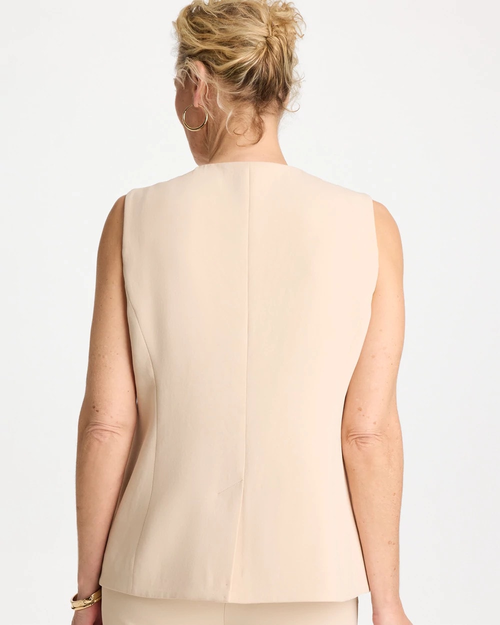 Chico's | Split Hem Crepe Vest/ Pale Sand