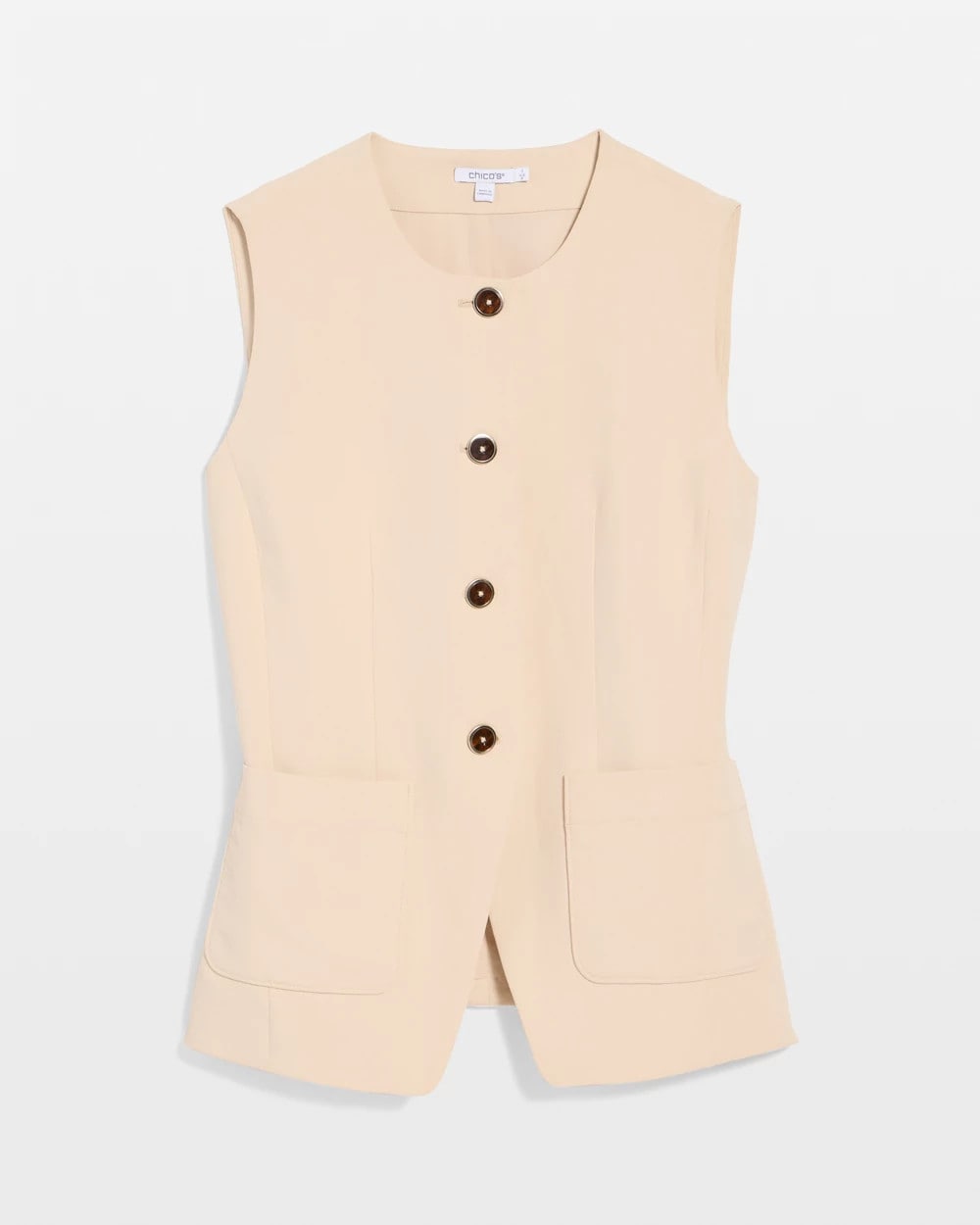 Chico's | Split Hem Crepe Vest/ Pale Sand