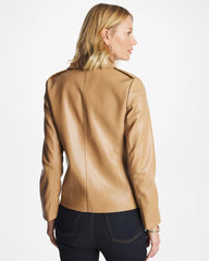 Chico's | Faux Leather Moto Jacket/ Creme Coffee