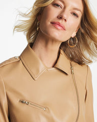 Chico's | Faux Leather Moto Jacket/ Creme Coffee