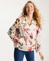 Chico's | Cotton-Stretch Floral Trench Coat/ Smokey Taupe