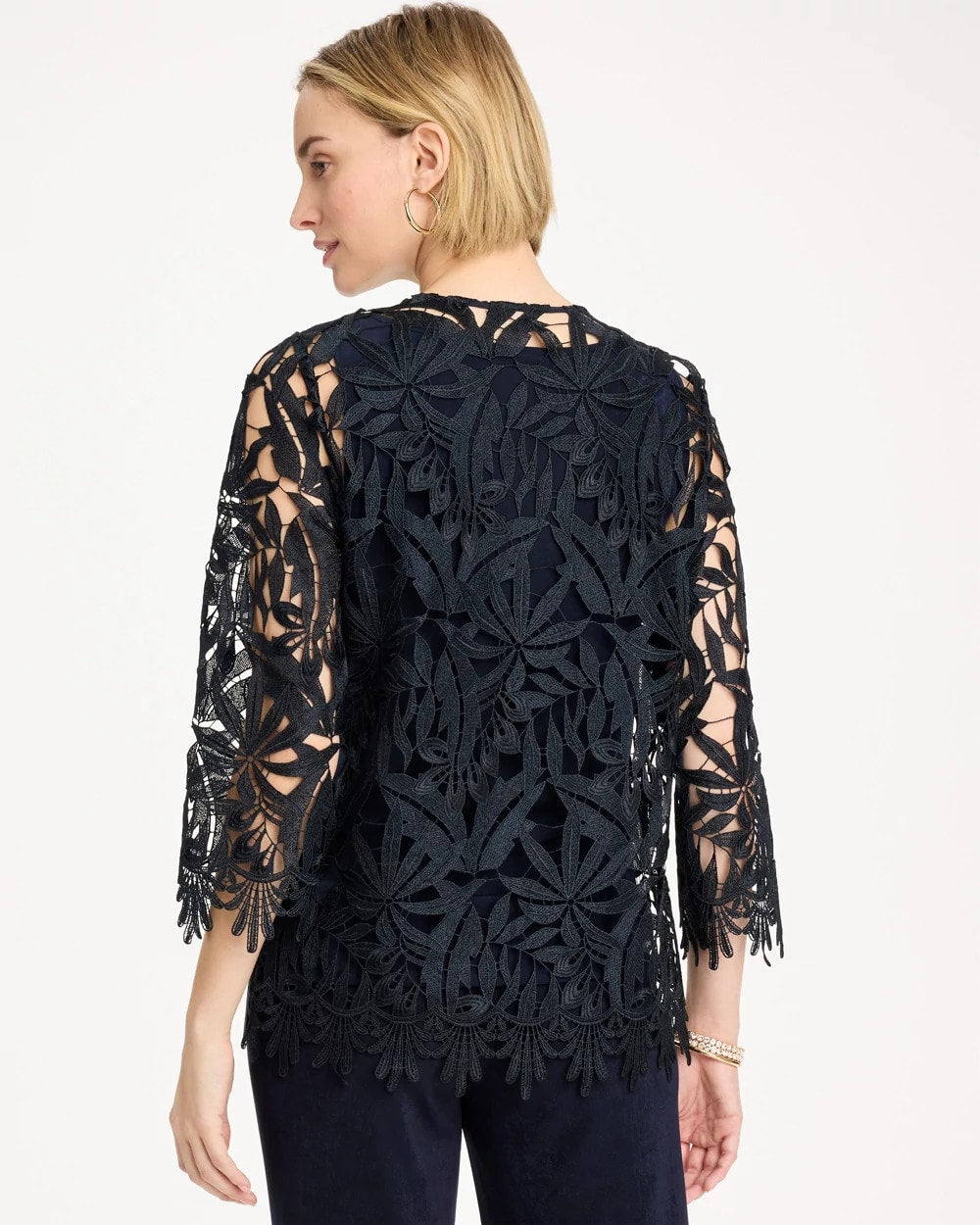 Chico's | Travelers™ Galloon Lace Jacket/ Travelers India Ink
