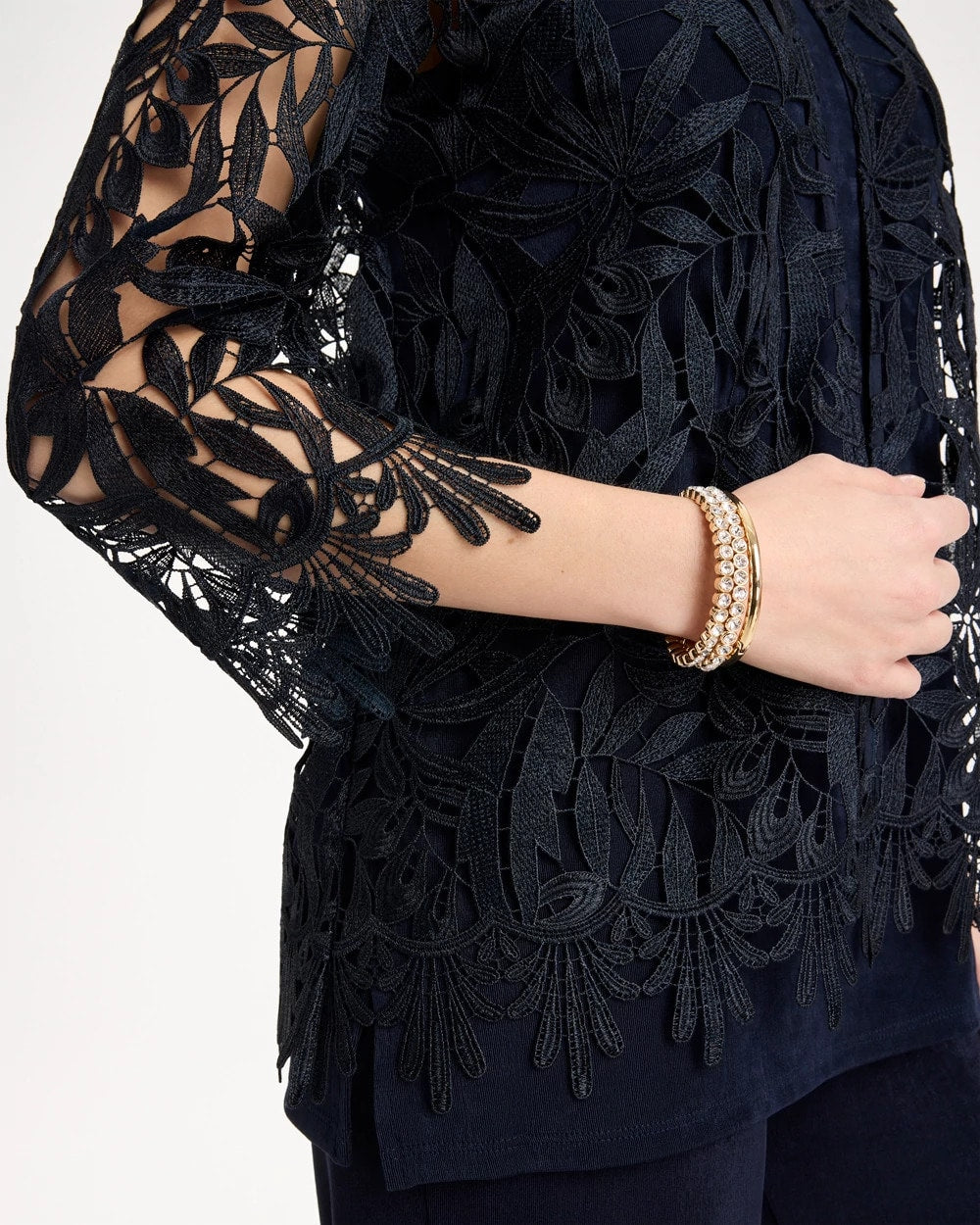Chico's | Travelers™ Galloon Lace Jacket/ Travelers India Ink