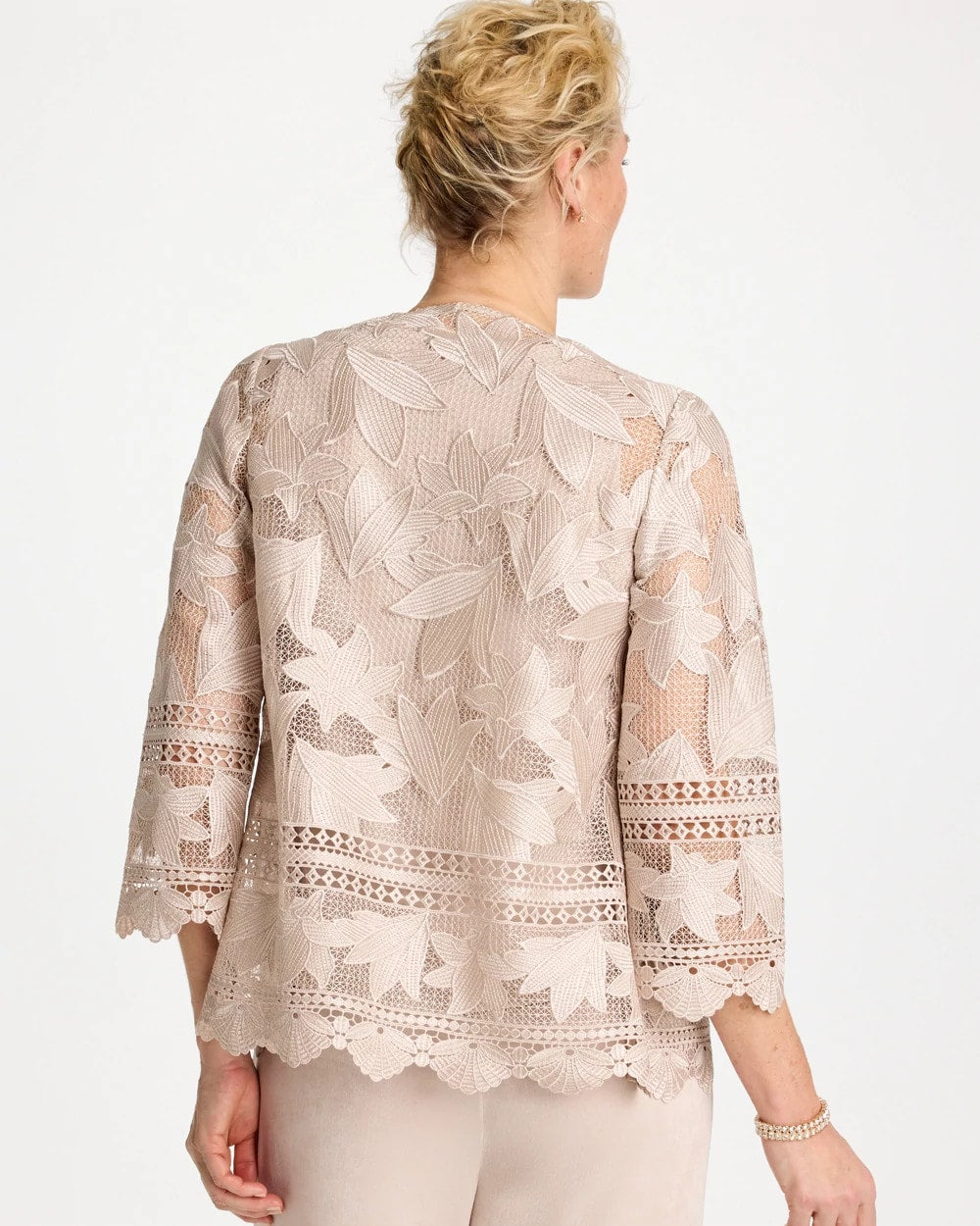 Chico's | Travelers™ Collection Scallop Lace Jacket/ Smokey Taupe