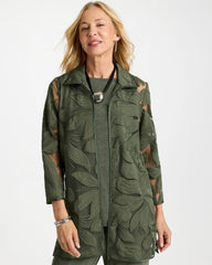 Chico's | Travelers™ Collection Applique Embroidered Jacket/ Kelp Forest