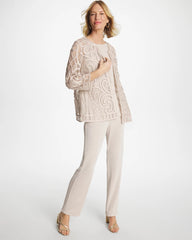 Chico's | Travelers™ Short Embroidered Lace Jacket/ Smokey Taupe