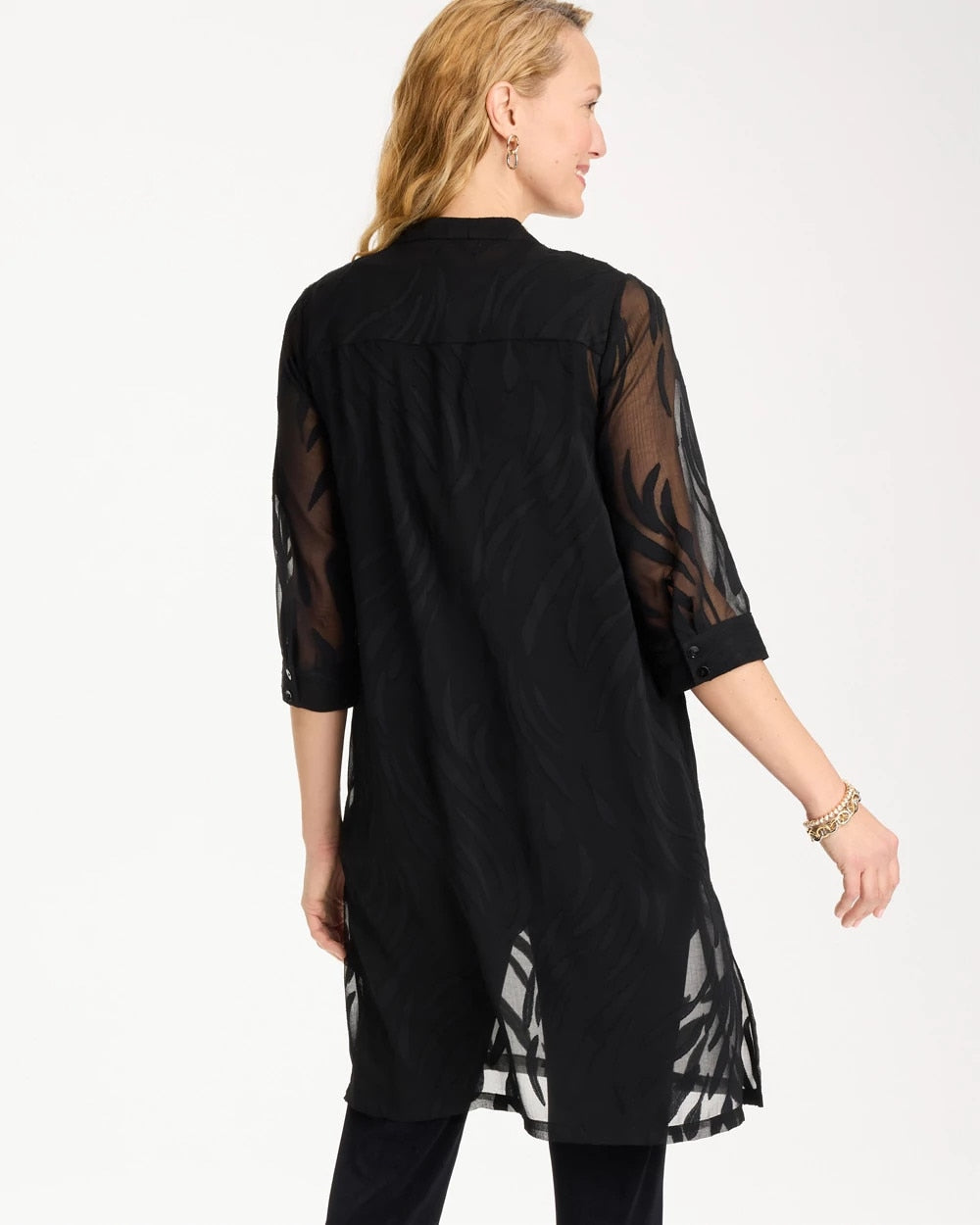 Chico's | Travelers™ Collection Sheer Jacquard Topper/ Travelers Black