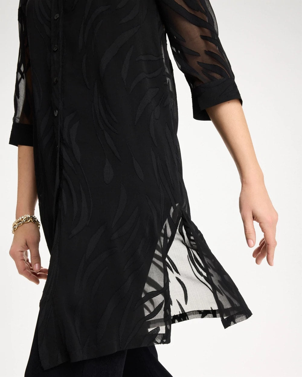 Chico's | Travelers™ Collection Sheer Jacquard Topper/ Travelers Black