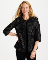 Chico's | Travelers™ Collection Sequin Mesh Soutache Jacket/ Black