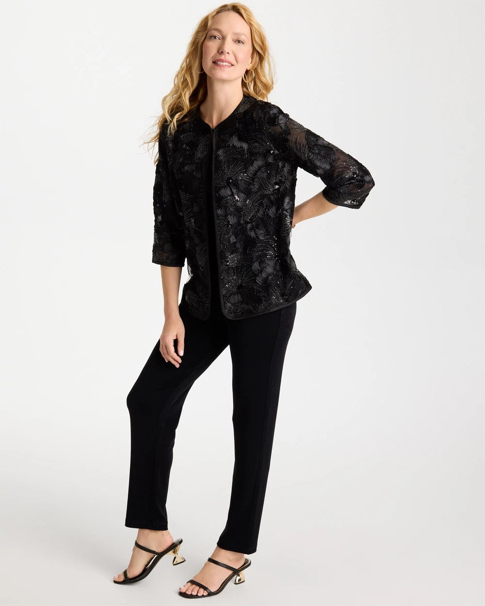 Chico's | Travelers™ Collection Sequin Mesh Soutache Jacket/ Black