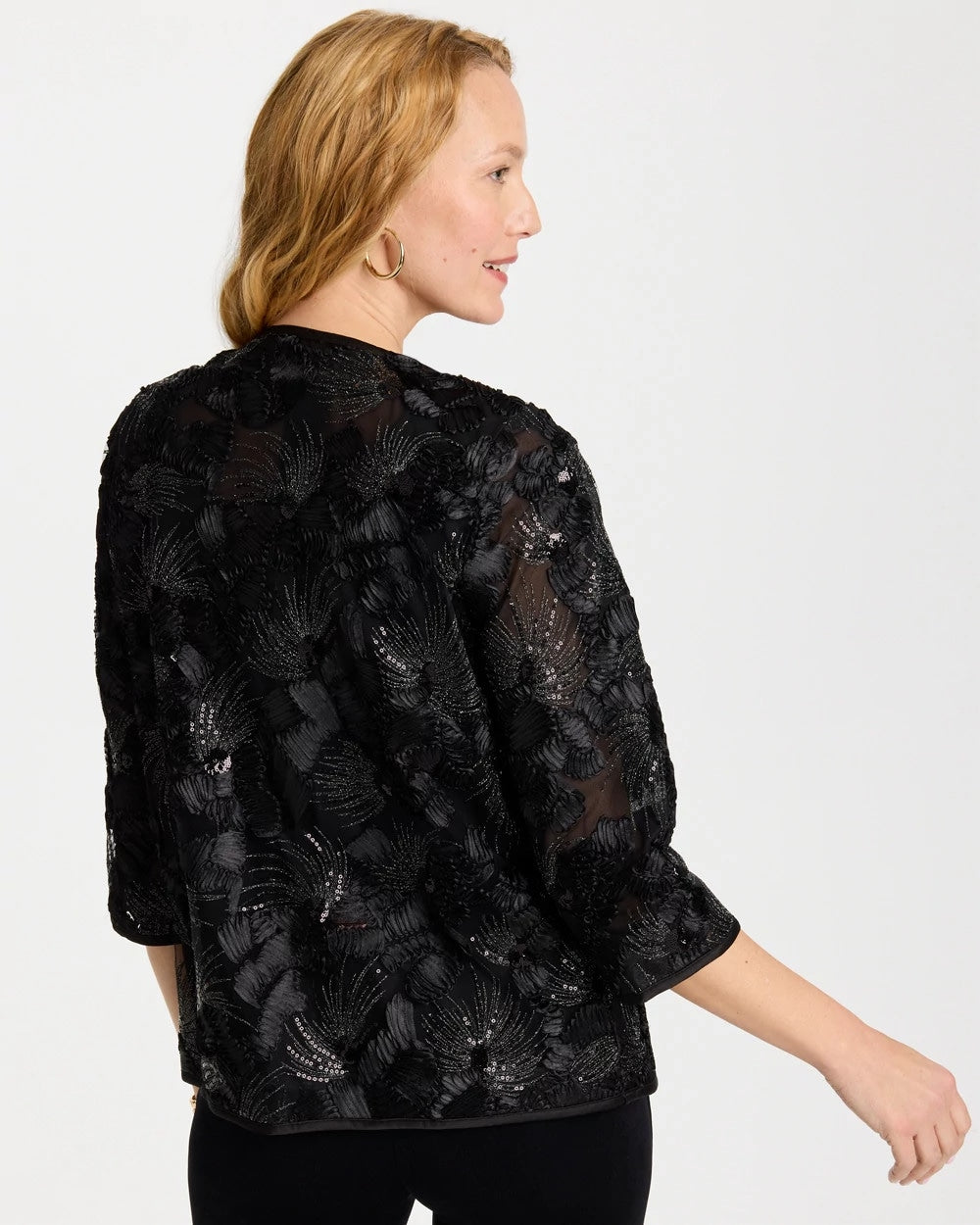 Chico's | Travelers™ Collection Sequin Mesh Soutache Jacket/ Black