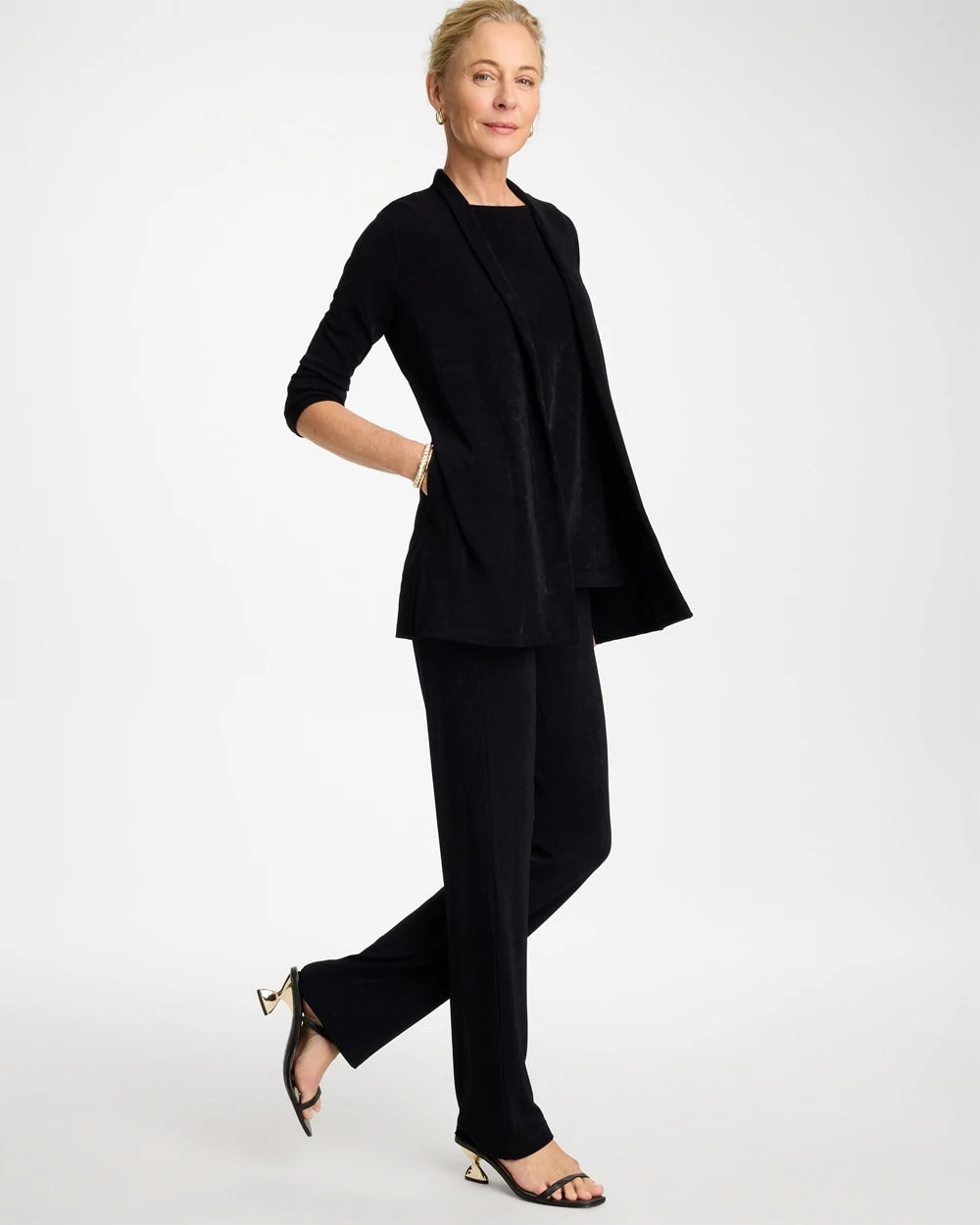 Chico's | Travelers™ Classic Long Knit Jacket/ Travelers Black