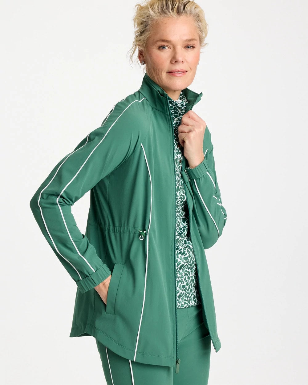 Chico's | Zenergy® UPF Piping Anorak Jacket/ Water Lily Green