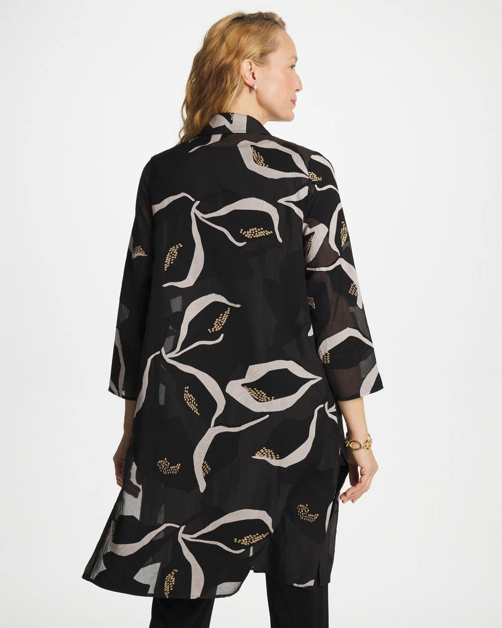 Chico's | Travelers™ Collection Burnout Peace Lily Topper/ Travelers Black