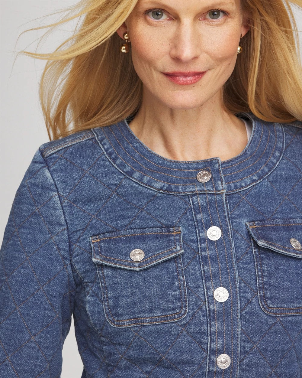 Chico's | Quilted Denim Jacket/ Wilma Indigo