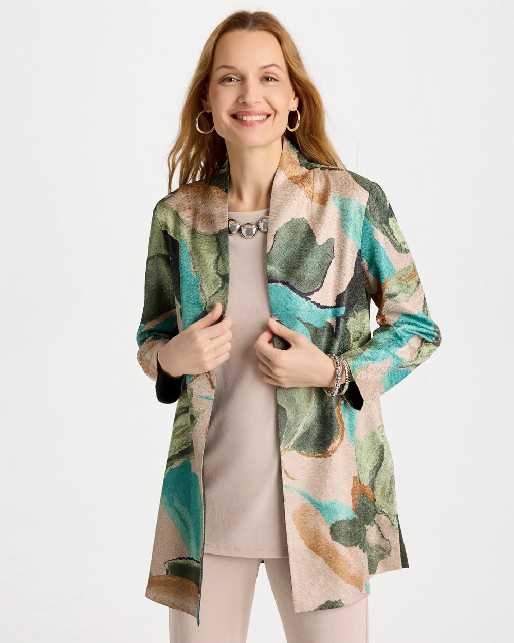 Chico's | Travelers™ Soft Bloom Reversible Crushed Jacket/ Kelp Forest