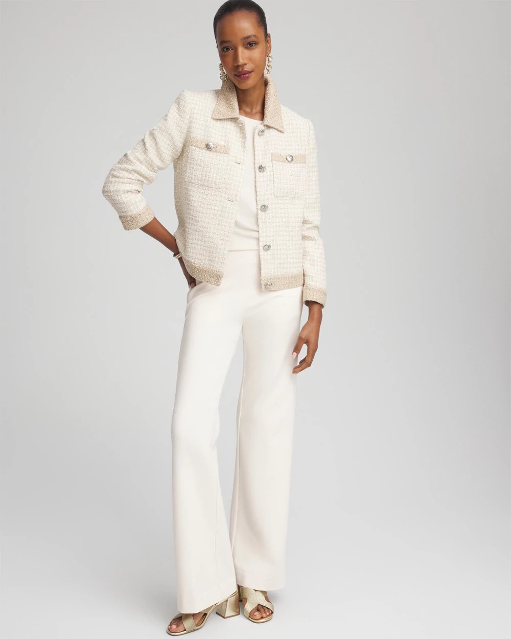 Chico's | Tonal Neutral Tweed Jacket/ Neutral