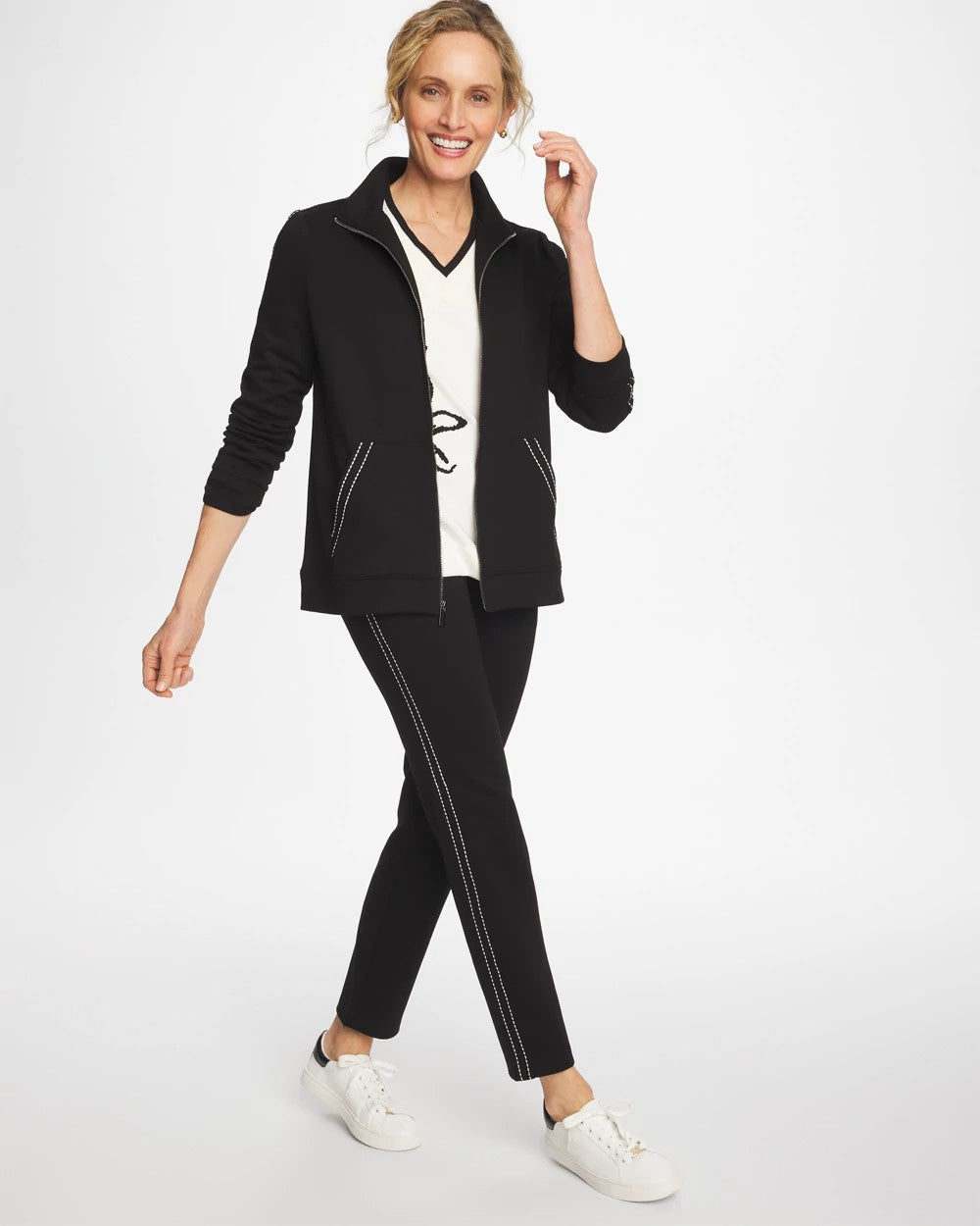 Chico's | Zenergy® Double-Knit Pick Stitch Jacket/ Black
