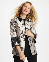Chico's | Travelers™ Collection Floral Jacquard Jacket/ Smokey Taupe