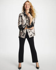 Chico's | Travelers™ Collection Floral Jacquard Jacket/ Smokey Taupe