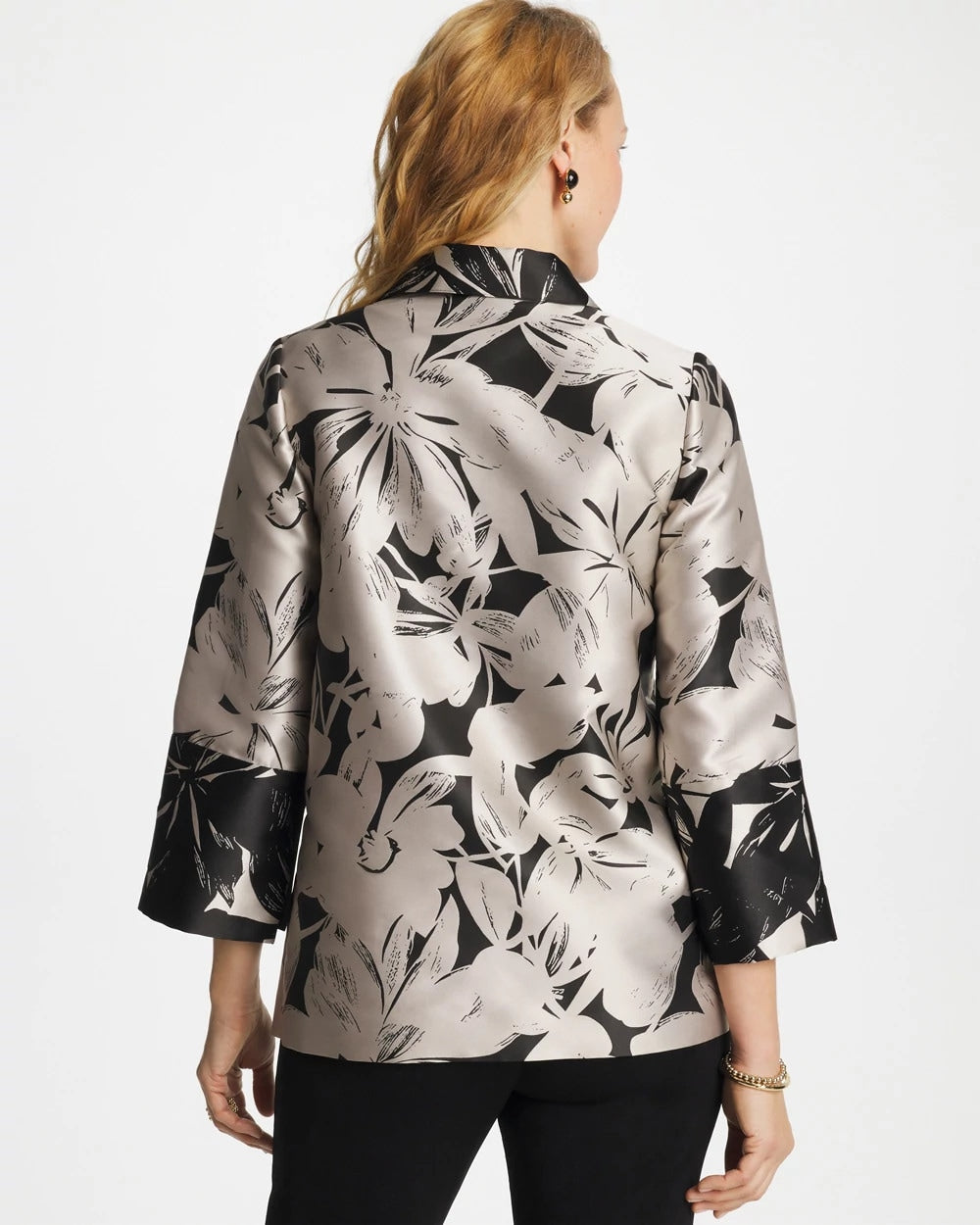Chico's | Travelers™ Collection Floral Jacquard Jacket/ Smokey Taupe