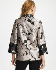 Chico's | Travelers™ Collection Floral Jacquard Jacket/ Smokey Taupe