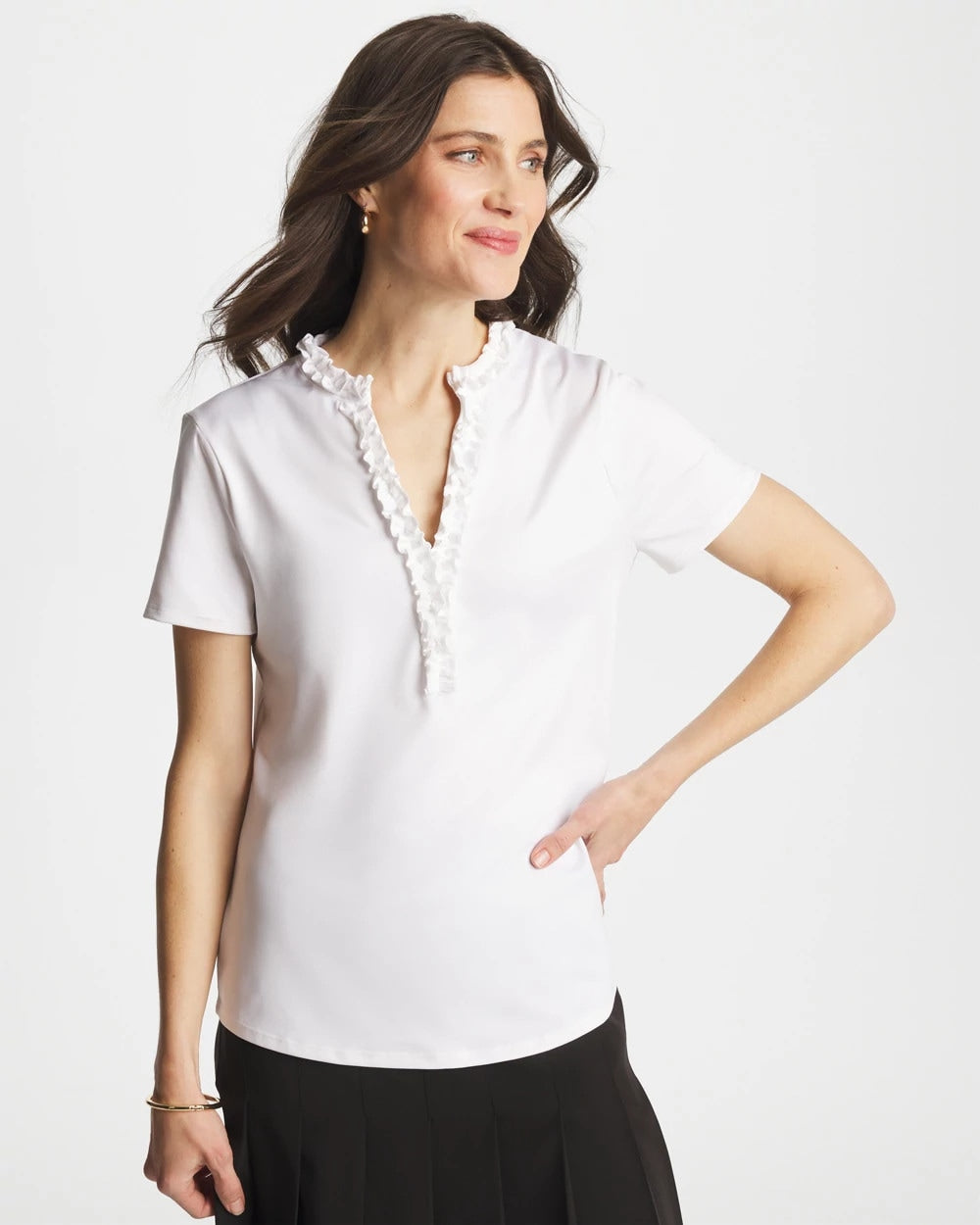 Chico's | Zenergy® UPF Ruffle Polo/ Alabaster