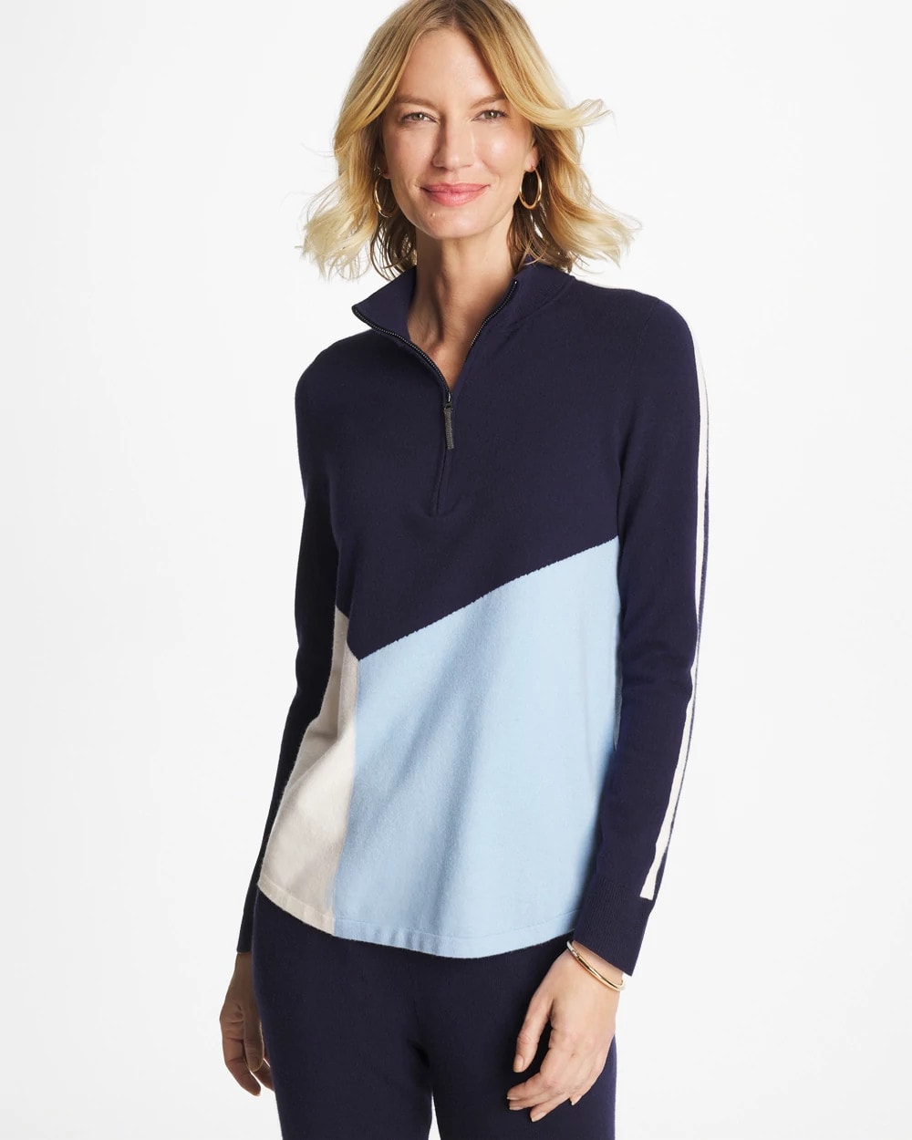 Chico's | Zenergy® Luxe Colorblock Half-Zip Pullover/ Crystal Topaz