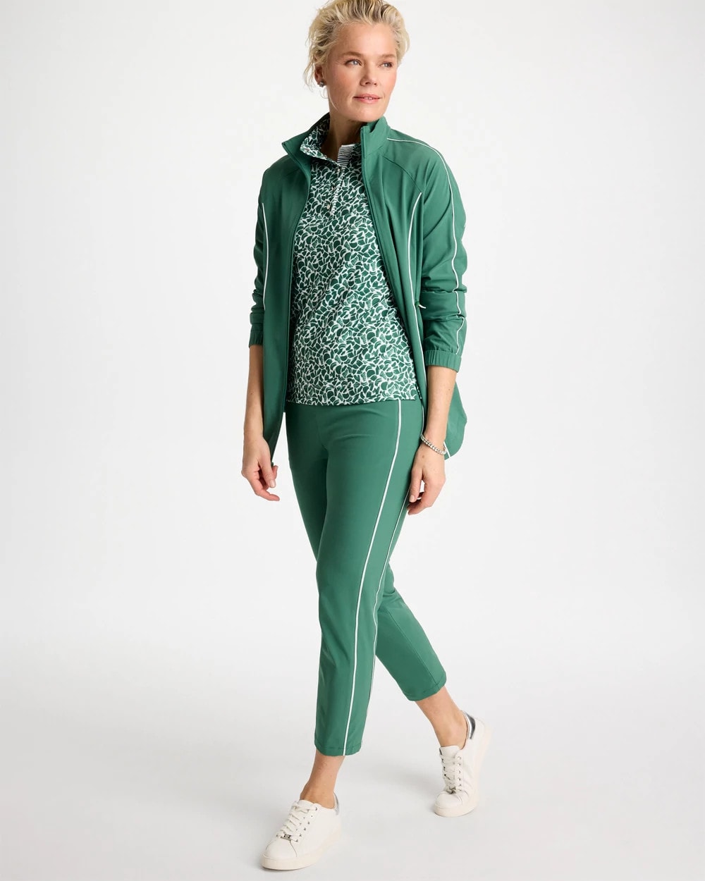 Chico's | Zenergy® UPF Paint Snap Mockneck/ Water Lily Green