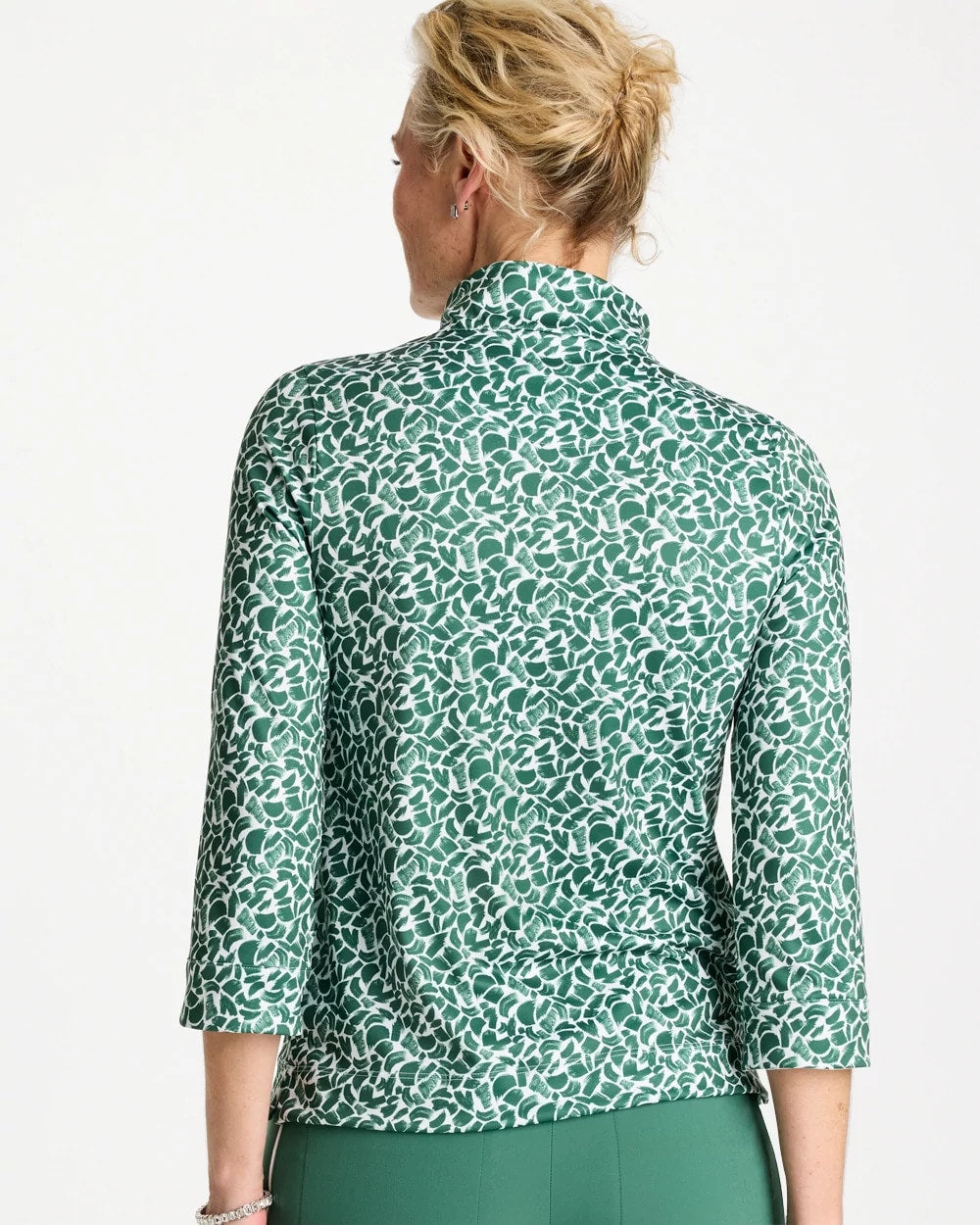 Chico's | Zenergy® UPF Paint Snap Mockneck/ Water Lily Green