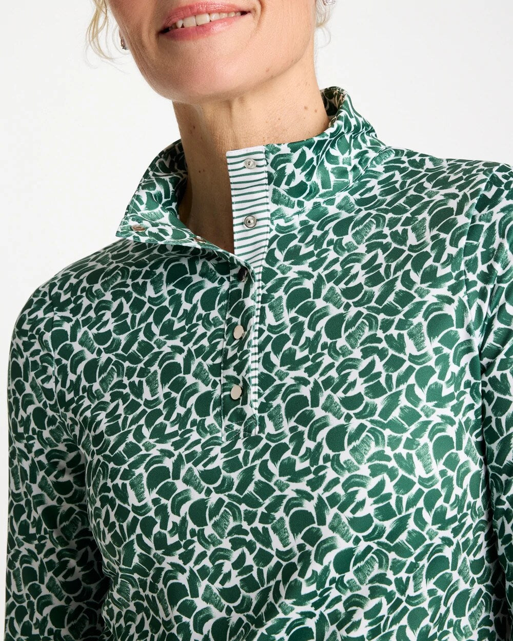 Chico's | Zenergy® UPF Paint Snap Mockneck/ Water Lily Green