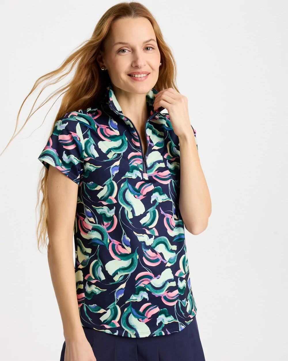 Chico's | Zenergy® UPF Blooms Half Zip Polo/ Blossom