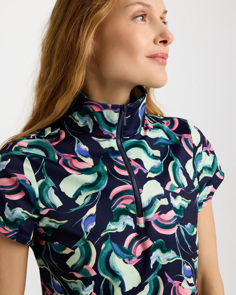 Chico's | Zenergy® UPF Blooms Half Zip Polo/ Blossom
