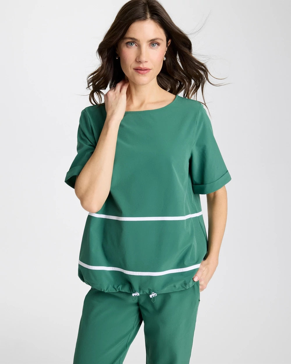 Chico's | Zenergy® UPF Contrast Bungee Top/ Water Lily Green