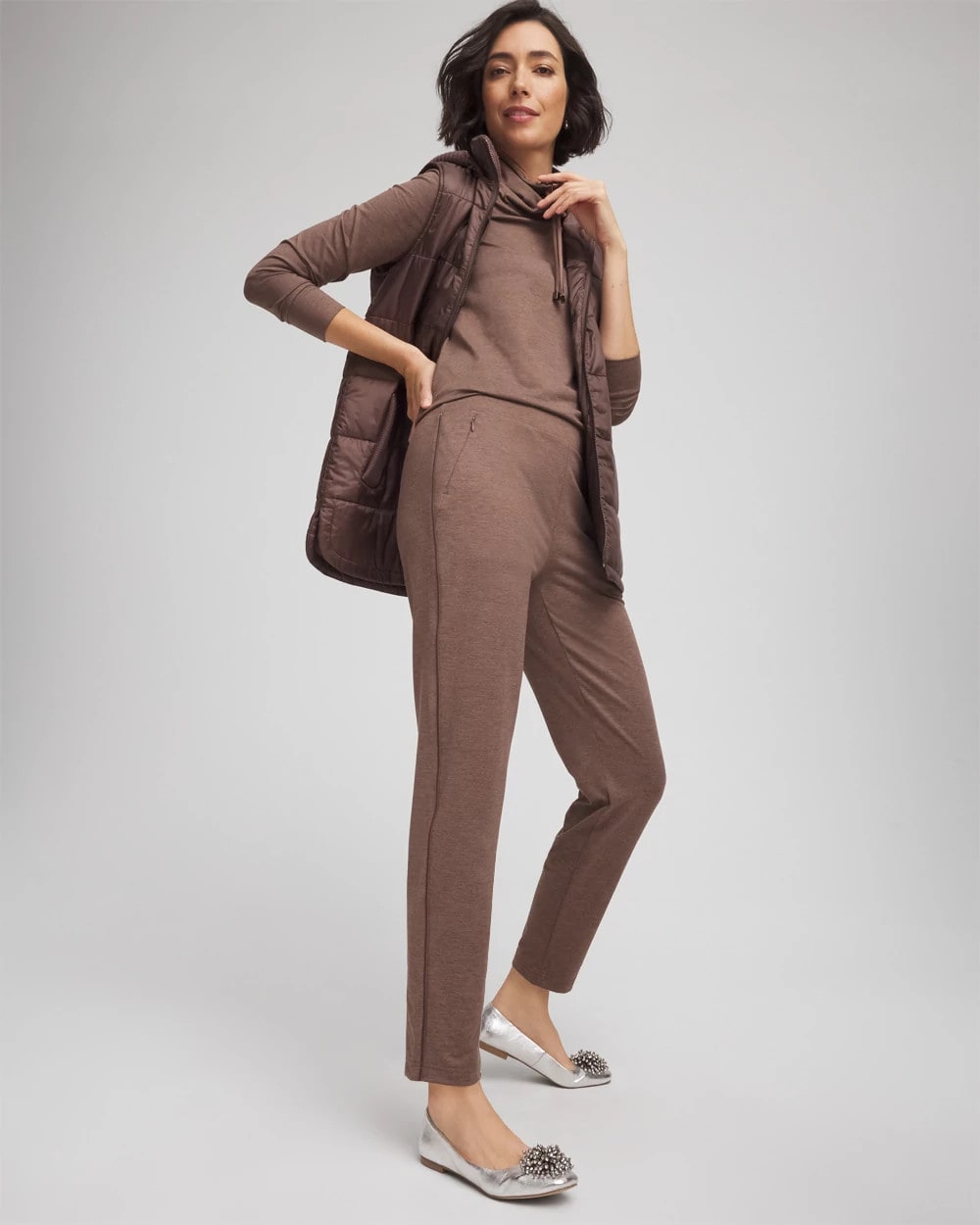 Chico's | Zenergy® Cloud Satin Trim Pants/ Walnut