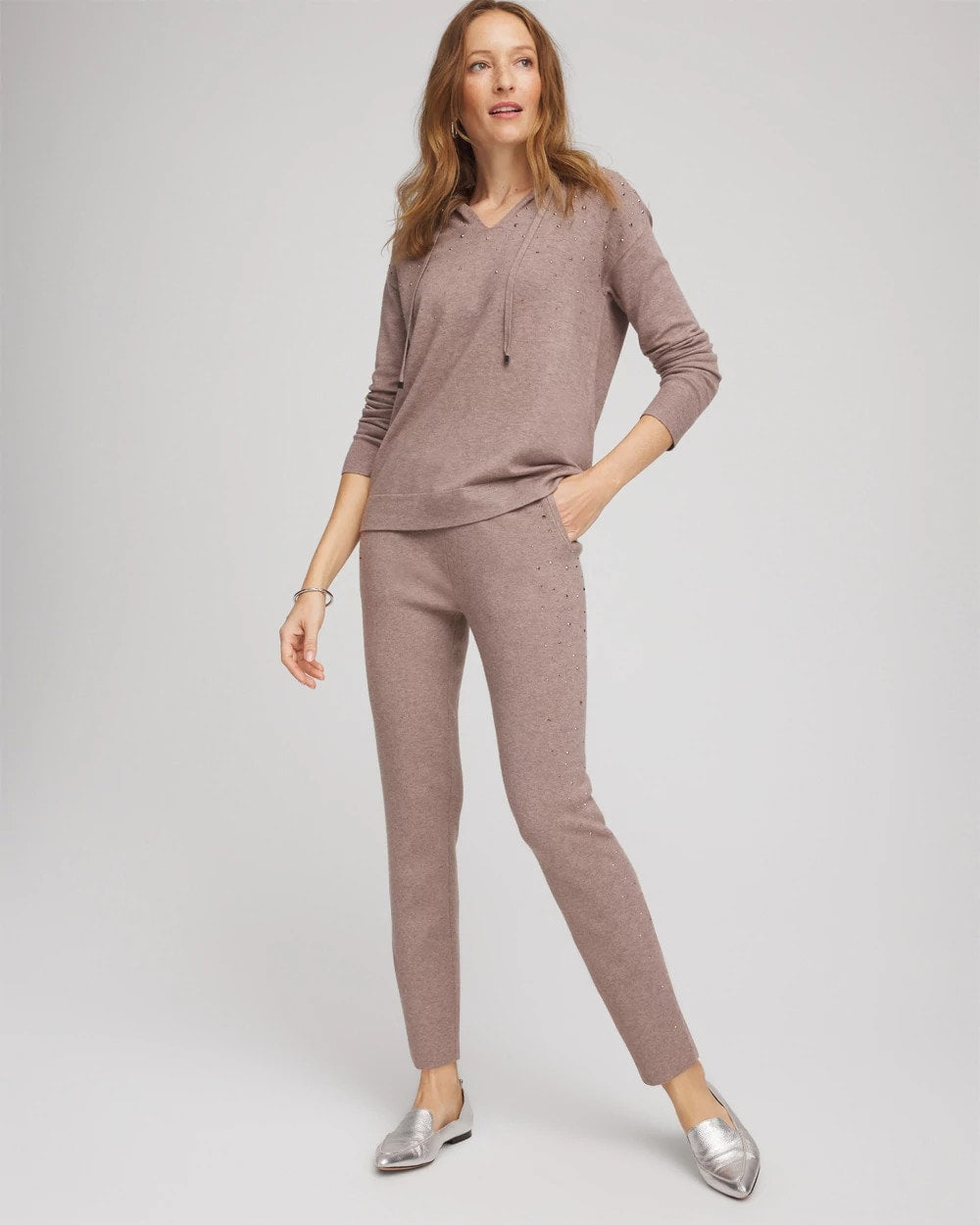 Chico's | Zenergy® Luxe Rhinestone Ankle Pants/ Taupe Heather