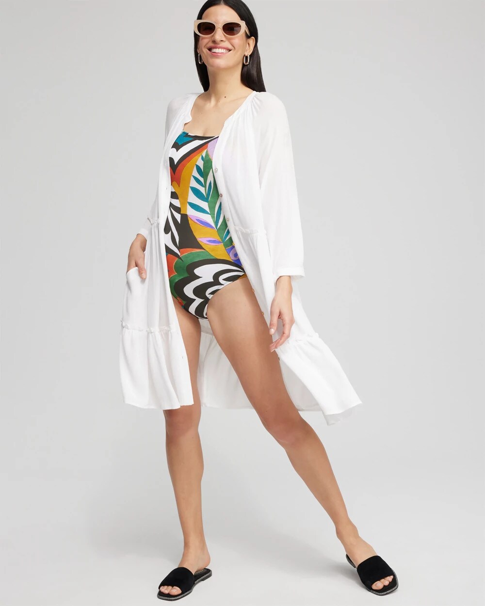 Chico's | Button Front Swim Coverup/ Alabaster