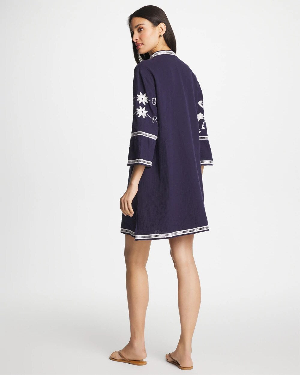 Chico's | Woven Embroidered Swim Cover-Up/ Passport Blue