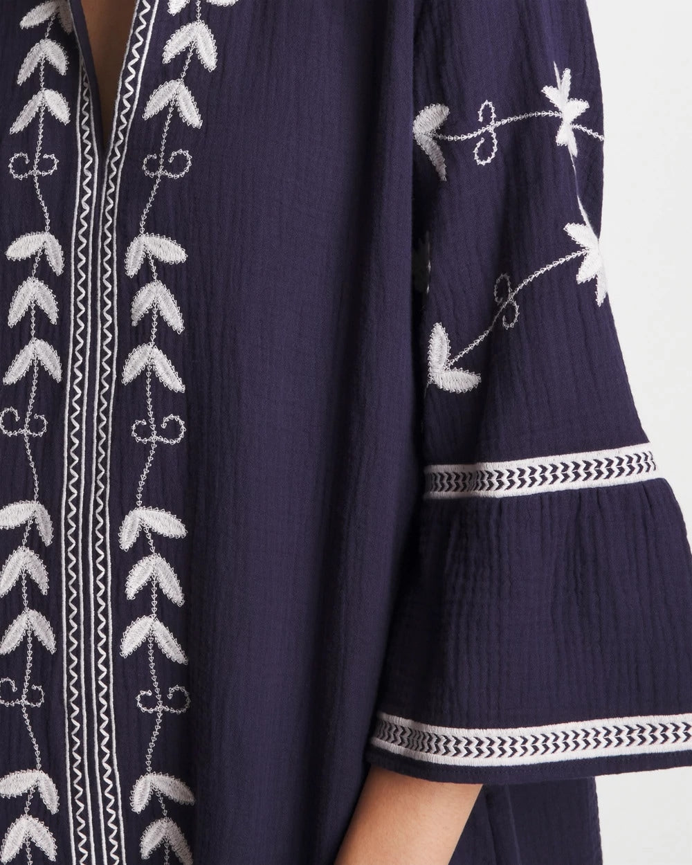 Chico's | Woven Embroidered Swim Cover-Up/ Passport Blue