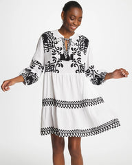 Chico's | Woven Printed Swim Cover-Up Dress/ Alabaster