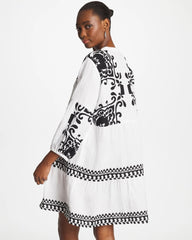 Chico's | Woven Printed Swim Cover-Up Dress/ Alabaster