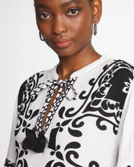 Chico's | Woven Printed Swim Cover-Up Dress/ Alabaster
