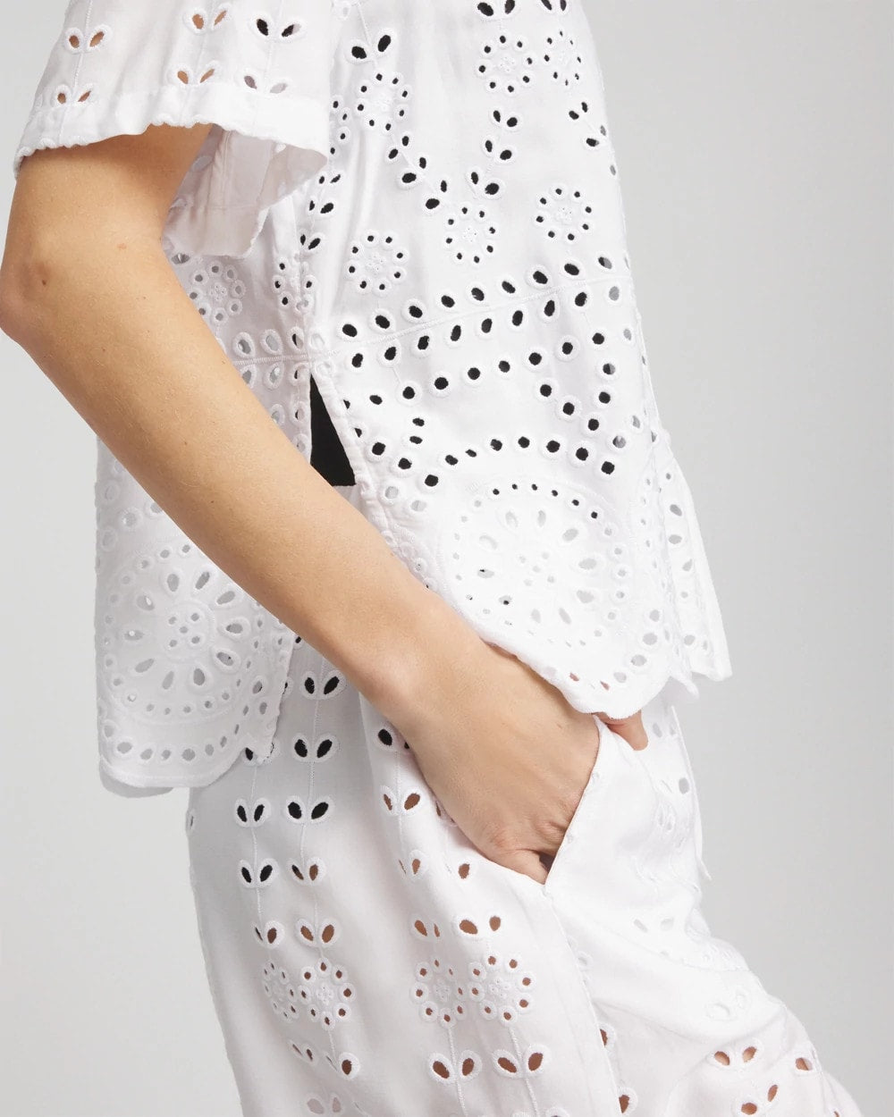 Chico's | Swimsuit Cover-Up Short and Shirt Set/ Alabaster