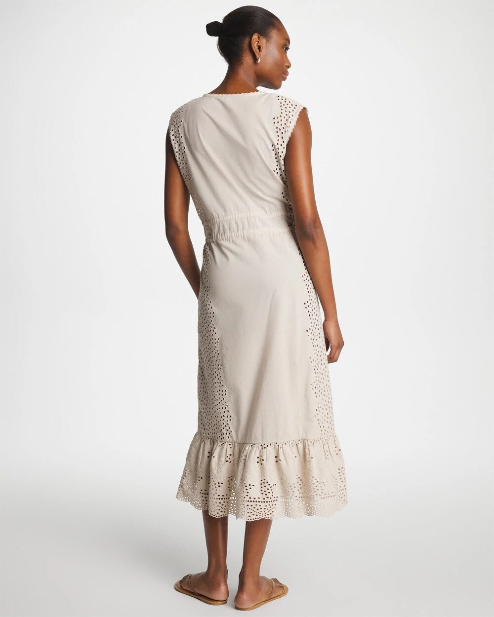 Chico's | Woven Eyelet Swim Cover-Up Dress/ Smokey Taupe
