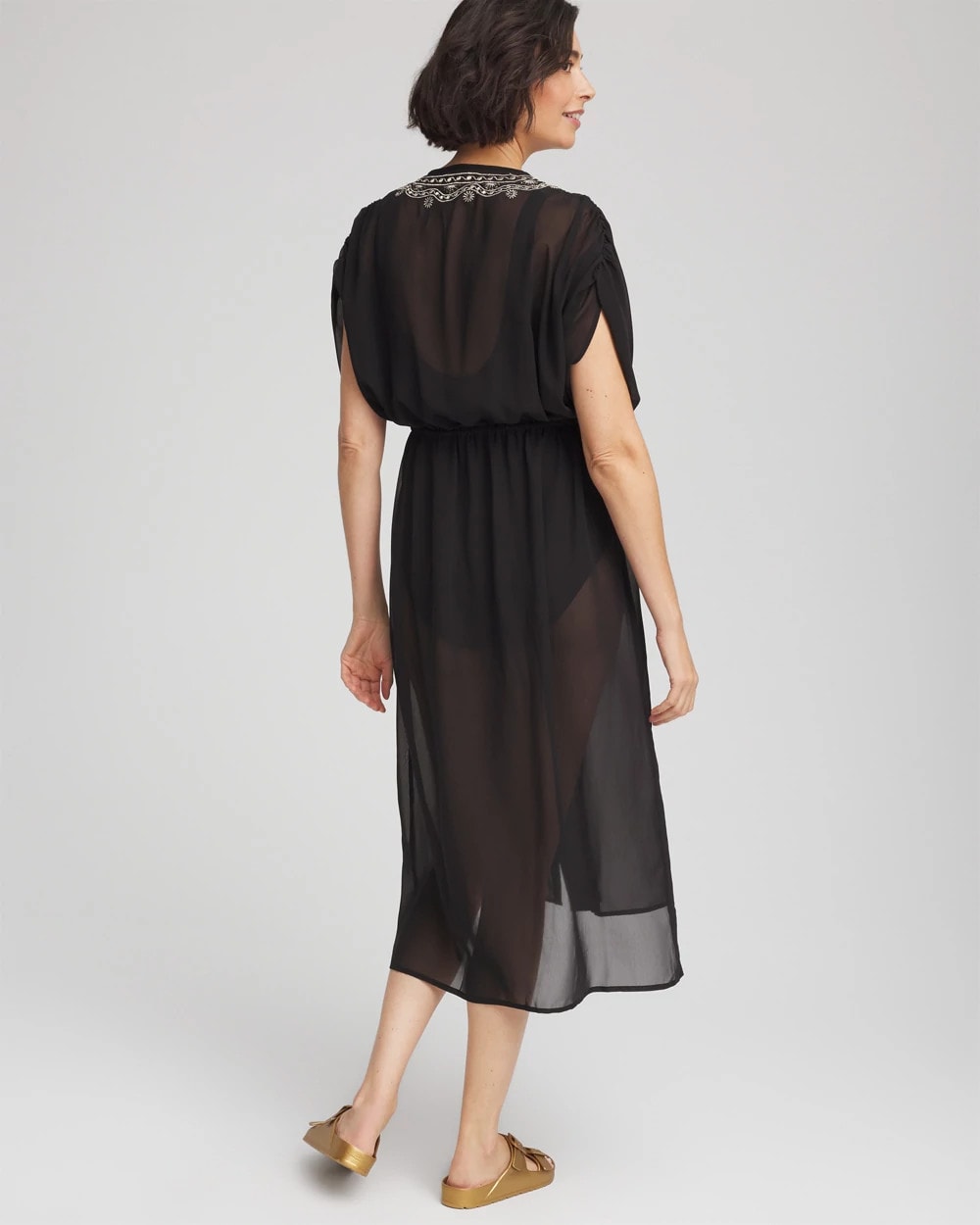 Chico's | Miraclesuit® Beach Embroidered Long Kimono/ Black