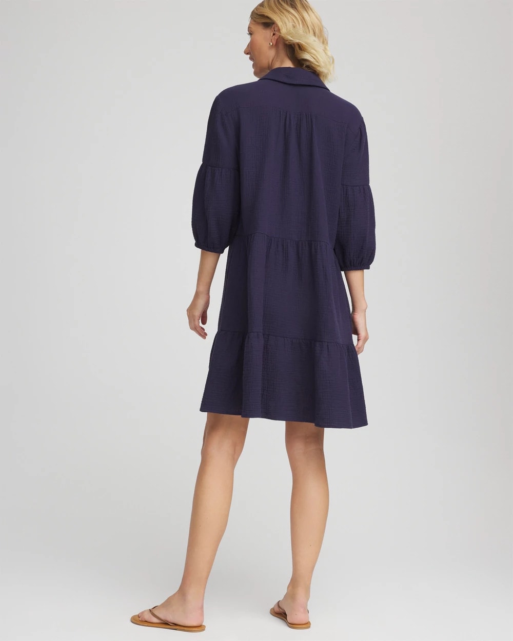 Chico's | Woven Tiered Swim Cover-Up Dress/ Passport Blue